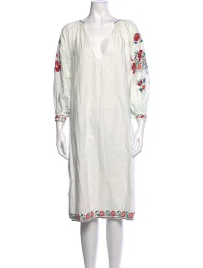 Pre-owned Matta Floral Print Long Dress In White