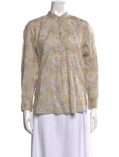 Pre-owned Matta Floral Print Long Sleeve Blouse In Neutrals