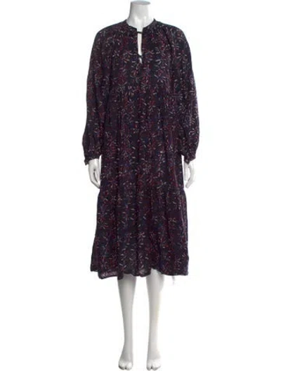 Pre-owned Matta Floral Print Midi Length Dress In Black