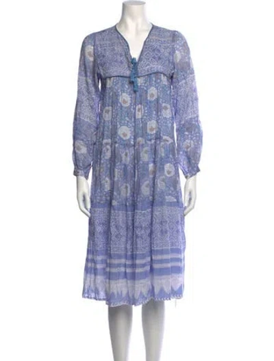 Pre-owned Matta Floral Print Midi Length Dress In Blue