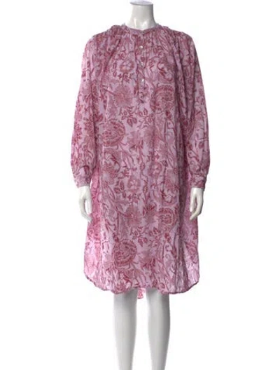 Pre-owned Matta Floral Print Midi Length Dress In Burgundy