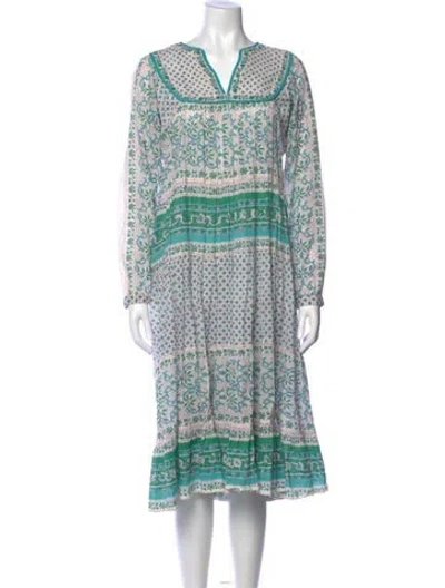 Pre-owned Matta Floral Print Midi Length Dress In Green