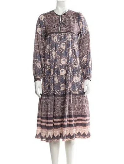 Pre-owned Matta Floral Print Midi Length Dress In Multi
