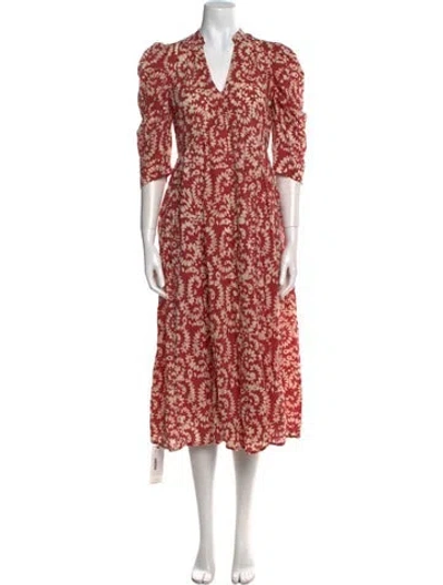 Pre-owned Matta Floral Print Midi Length Dress In Neutral