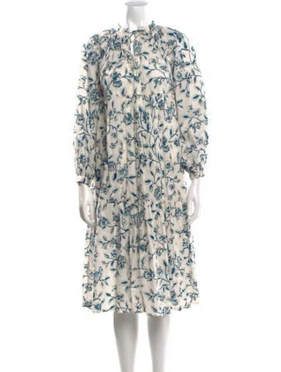 Pre-owned Matta Floral Print Midi Length Dress In Neutral