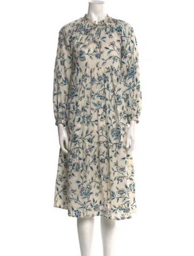 Pre-owned Matta Floral Print Midi Length Dress In Neutral