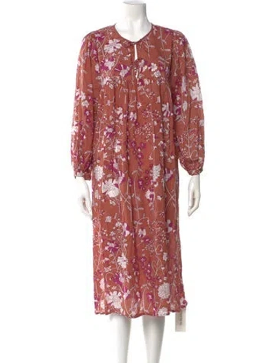 Pre-owned Matta Floral Print Midi Length Dress In Neutral