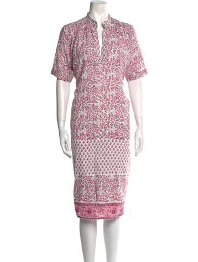 Pre-owned Matta Floral Print Midi Length Dress In Pink