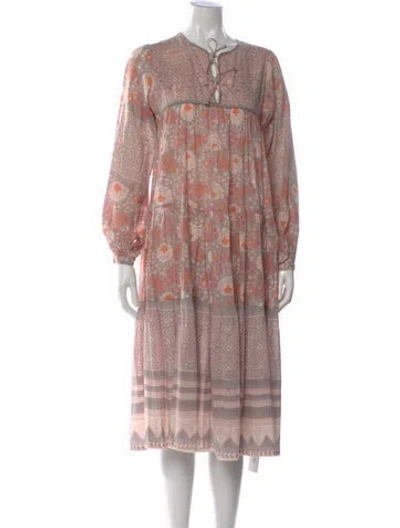 Pre-owned Matta Floral Print Midi Length Dress In Pink