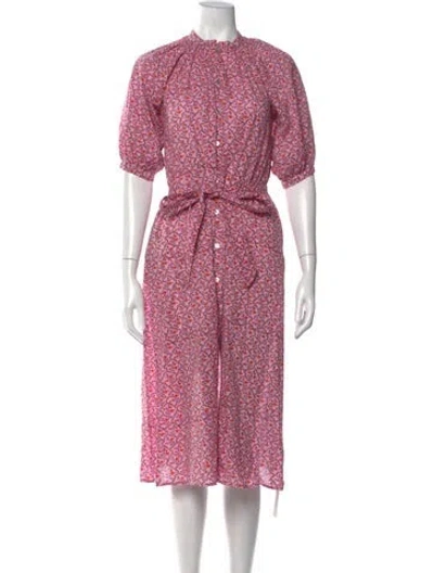 Pre-owned Matta Floral Print Midi Length Dress In Pink