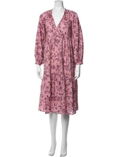 Pre-owned Matta Floral Print Midi Length Dress In Pink