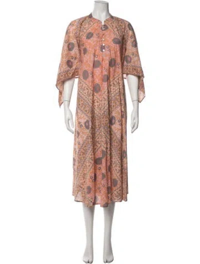 Pre-owned Matta Floral Print Midi Length Dress In Pink