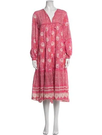 Pre-owned Matta Floral Print Midi Length Dress In Pink