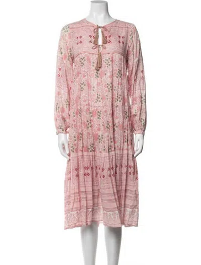 Pre-owned Matta Floral Print Midi Length Dress In Pink