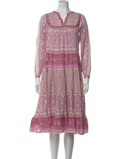 Pre-owned Matta Floral Print Midi Length Dress In Purple