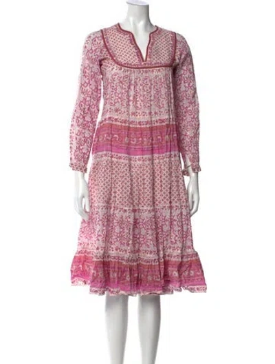 Pre-owned Matta Floral Print Midi Length Dress In Purple