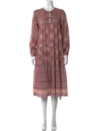 Pre-owned Matta Floral Print Midi Length Dress In Purple