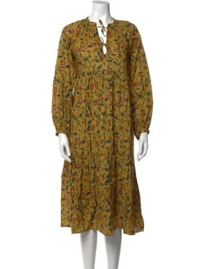 Pre-owned Matta Floral Print Midi Length Dress W/ Tags In Green