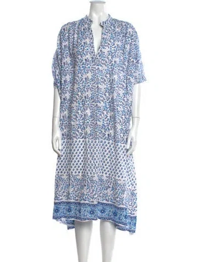 Pre-owned Matta Floral Print Midi Length Dress In White