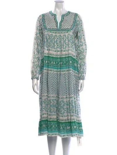 Pre-owned Matta Floral Print Midi Length Dress In White