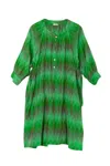 Matta Green Dress In Ikat Print