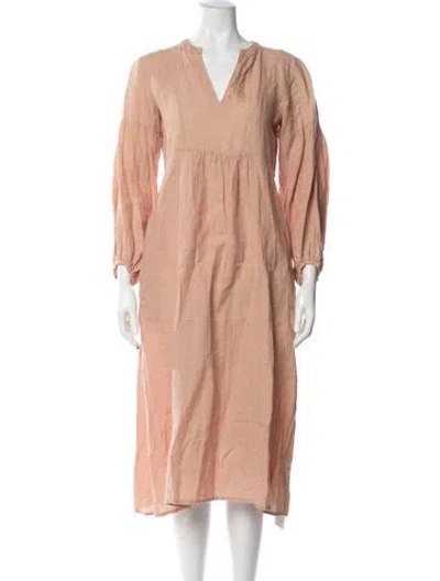 Pre-owned Matta Linen Midi Length Dress In Orange