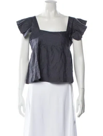 Pre-owned Matta Linen Square Neckline Blouse In Gray