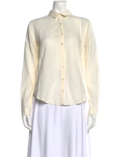 Pre-owned Matta Long Sleeve Button-up Top In Neutrals