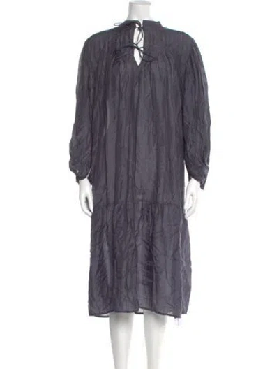 Pre-owned Matta Mock Neck Midi Length Dress In Gray