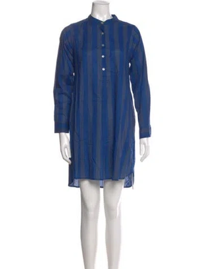 Pre-owned Matta Mock Neck Mini Dress In Blue