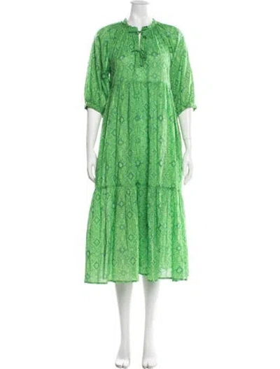 Pre-owned Matta Paisley Print Long Dress W/ Tags In Green