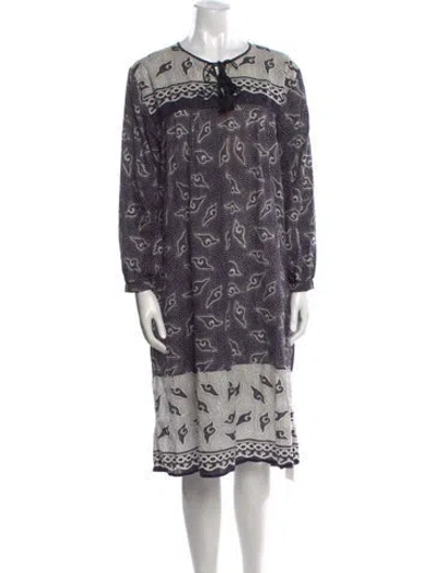 Pre-owned Matta Paisley Print Midi Length Dress In Blue