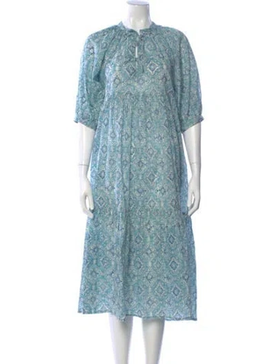 Pre-owned Matta Paisley Print Midi Length Dress In Blue