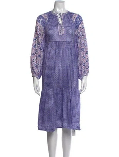 Pre-owned Matta Paisley Print Midi Length Dress In Blue