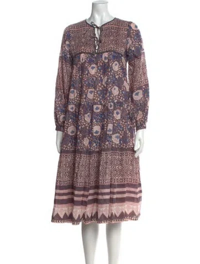 Pre-owned Matta Paisley Print Midi Length Dress In Gray