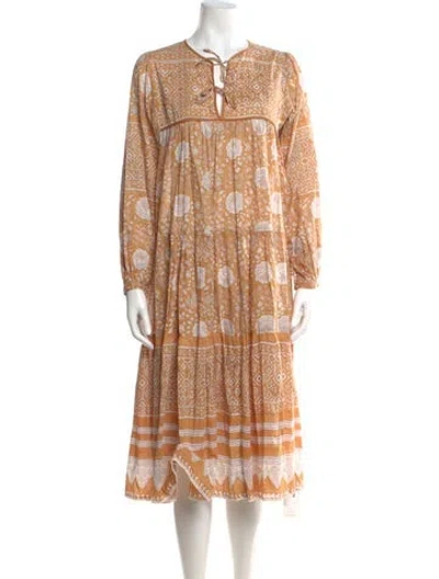 Pre-owned Matta Paisley Print Midi Length Dress In Neutral