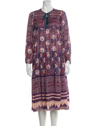 Pre-owned Matta Paisley Print Midi Length Dress In Purple