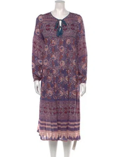 Pre-owned Matta Paisley Print Midi Length Dress In Purple
