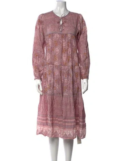 Pre-owned Matta Paisley Print Midi Length Dress In Purple