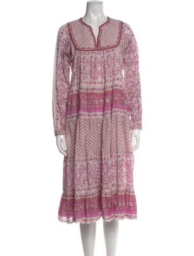 Pre-owned Matta Paisley Print Midi Length Dress In Purple