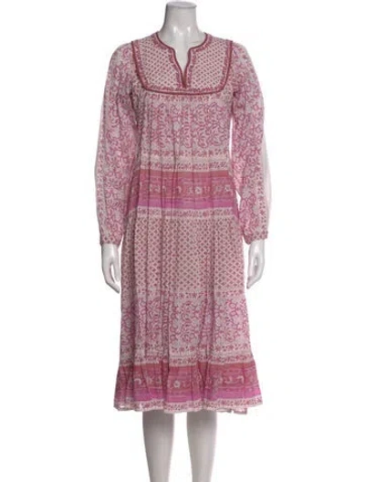 Pre-owned Matta Paisley Print Midi Length Dress In Purple