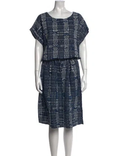 Pre-owned Matta Plaid Print Long Dress In Blue