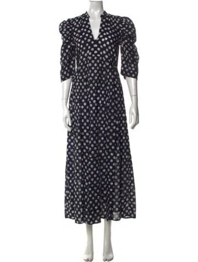 Pre-owned Matta Polka Dot Print Long Dress In Black