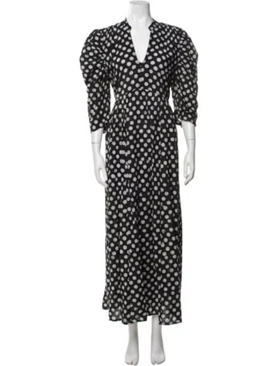 Pre-owned Matta Polka Dot Print Long Dress In Black