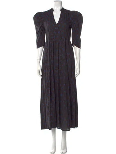 Pre-owned Matta Printed Long Dress In Black
