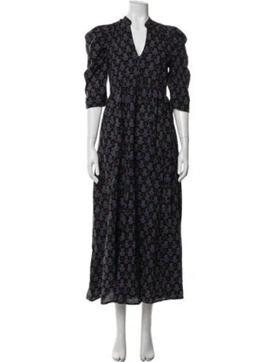 Pre-owned Matta Printed Long Dress In Black