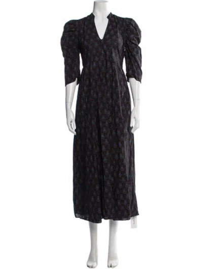 Pre-owned Matta Printed Long Dress In Black