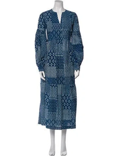 Pre-owned Matta Printed Long Dress In Blue