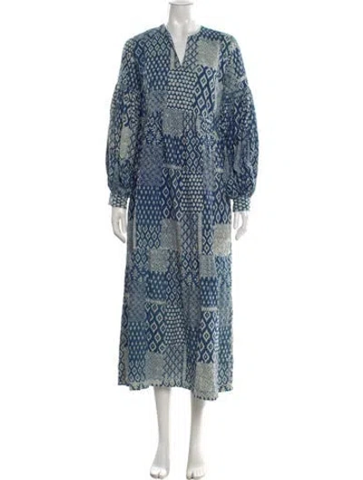 Pre-owned Matta Printed Long Dress In Blue