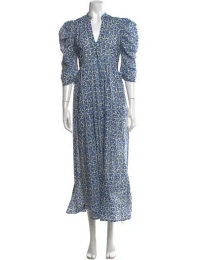 Pre-owned Matta Printed Long Dress In Blue